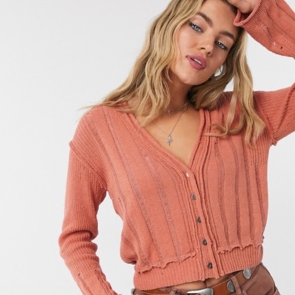 Free People Sweaters - NWT Free People Stevie Pink Knit Cardigan Sweater